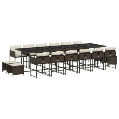 Afbeelding van vidaXL 17 delige Tuinset met kussens poly rattan bruin
