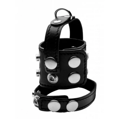 Afbeelding van Cock Strap &amp; Ball Stretcher Zwart Kunstleer