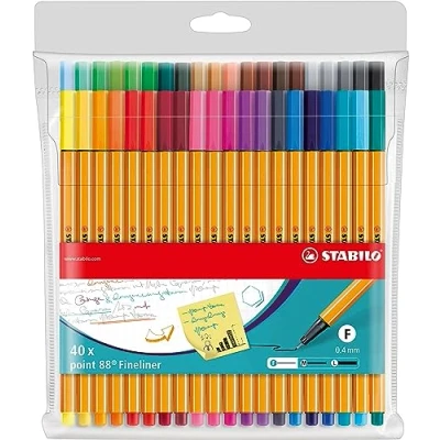 Image de STABILO Stylo feutre pointe fine point 88 Pochette x 40 stylos feutres Coloris assortis