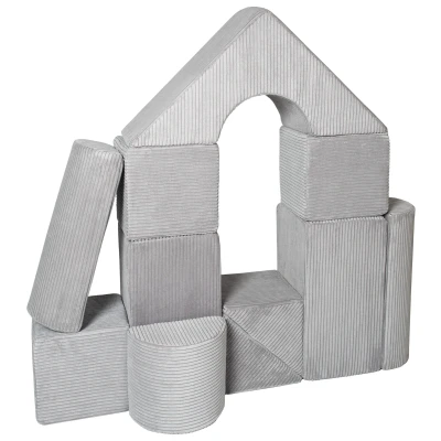 Afbeelding van Velinda 11 stuks grote schuimbouwstenen enorme bouwstenen slotenset (kleur: grijs (touw))