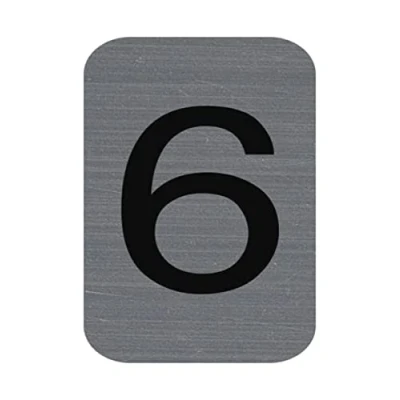 Afbeelding van Exacompta Ref. 67186E 1 x CIFFRE 6 kleefplaat Bedrukte wandplaat Op alle ondergronden Geborsteld aluminium look Afmetingen: 2,5 4,4 cm