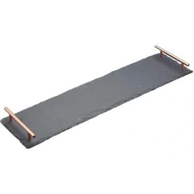 Afbeelding van Artesà Serveerplank 60 X 15 3,5 Cm Leisteen Zwart/koper