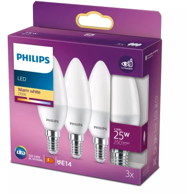 Afbeelding van Philips energiezuinige LED Kaars Mat 25 W E14 warmwit licht 3 stuks Bespaar op energiekosten