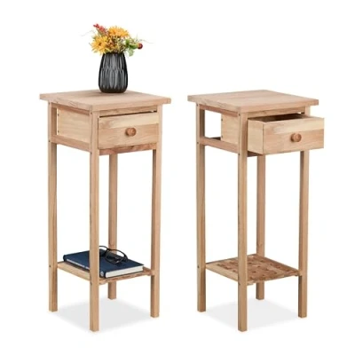 Afbeelding van Relaxdays nachtkastje set van 2 met lade 60 cm hoog tot 10 kg hout