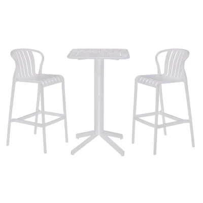 Afbeelding van Tafel met twee stoelen Home ESPRIT Wit Metaal Polypropyleen 60 x 102 cm