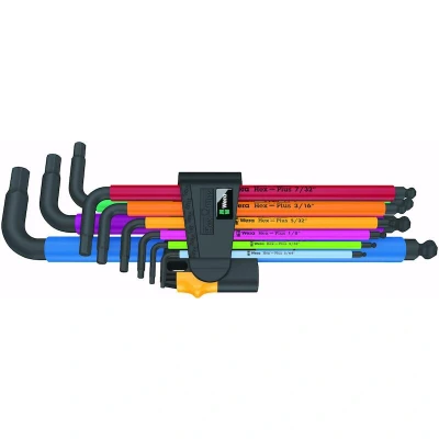 Afbeelding van Wera 950/9 Hex Plus Multicolour Imperial 2 Inbus Haakse schroevendraaierset 9 delig