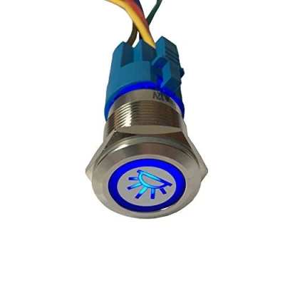 Afbeelding van Mintice 19 mm tuimelschakelaar, blauw, led, 12 V, 3 A, drukknop, auto, metaal, schakelaar, roestvrij staal, waterdicht, binnenlicht, stopcontact