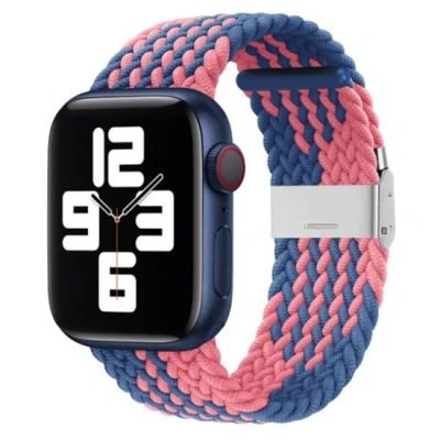 Afbeelding van Apple Watch Braided nylon bandje Roze / Blauw Geschikt voor 38mm 40mm 41mm