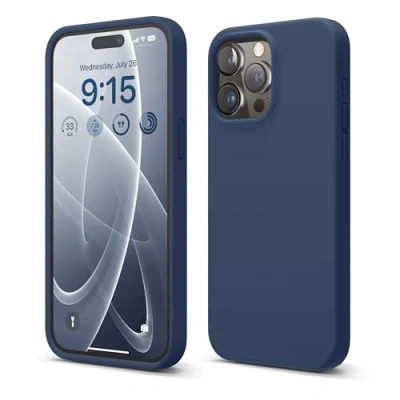 Afbeelding van Hoesje Compatibel met iPhone 15 Pro Max Case, Premium Siliconen, Full Body Beschermhoes [4 Lagen Schokbestendige Structuur], Anti Kras Zachte Microvezel Voering (donkerblauw)