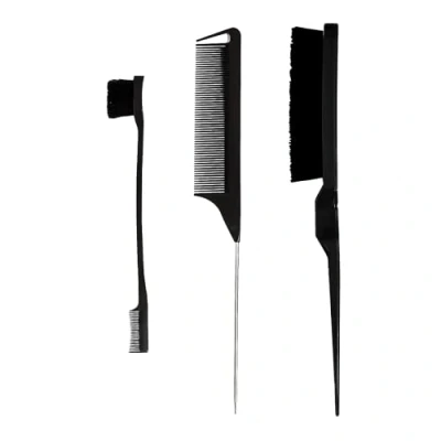 Image de Peigne de Cheveux, 3 Pièces Set Brosse à Taquiner, Double Tranchant, Peignes Coiffure, Queue Rat, pour Accueil, Coiffeurs