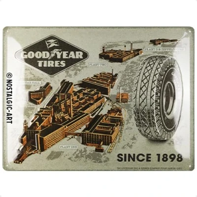 Afbeelding van Metalen Bord 30 x 40 cm Goodyear Fabrieken Sinds 1898