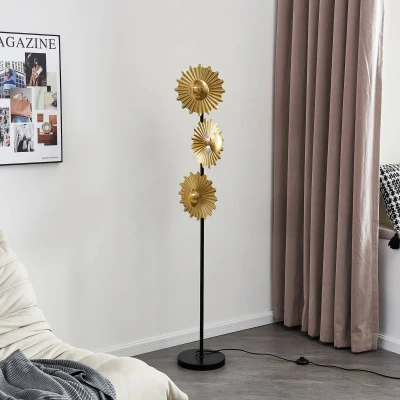 Afbeelding van Lindby Senmia vloerlamp in goud, 3 lamps