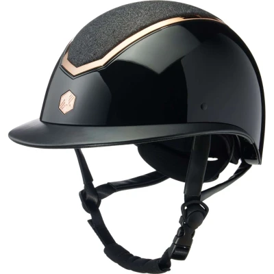 Afbeelding van Charles Owen Cap Kylo Sparkly Wide Peak Black Gloss/Rose Gold 58 61cm
