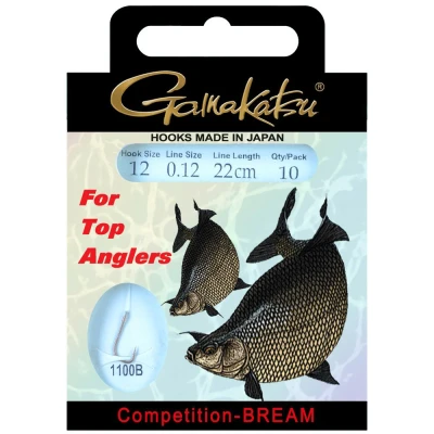 Image de Gamakatsu Onderlijnen Competition Bream Haak 1100B 22cm (10 pcs) Taille : crochet 14 0,12mm
