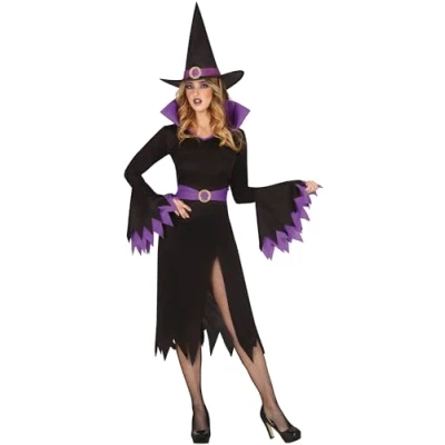 Afbeelding van Guirca Heks &amp; Spider Lady Voodoo Duistere Religie Kostuum Hocus Pocus Poef Vrouw Paars, Zwart Maat 42 44 Carnavalskleding Verkleedkleding