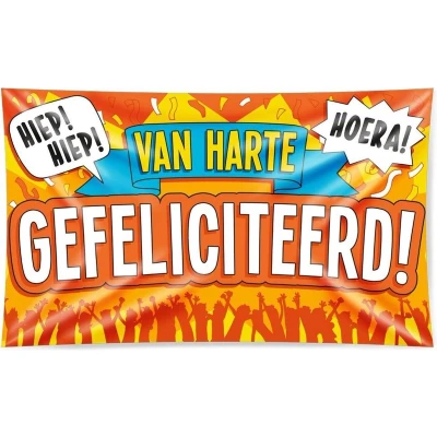 Afbeelding van Verjaardag gevelvlag XXL Gefeliciteerd 150x90cm