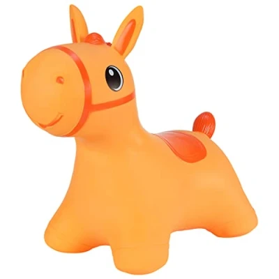 Afbeelding van Hoppimals Rubberen Springdier Oranje Paardje + pomp een enorm en uniek springplezier