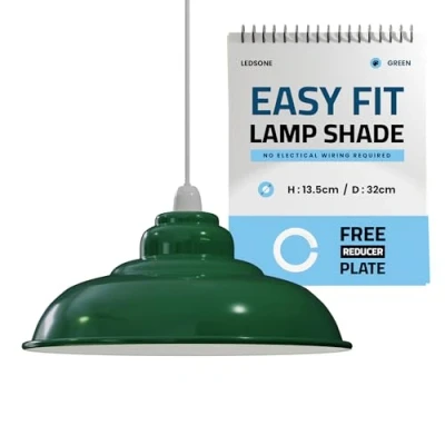 Afbeelding van LEDSone Industriële Hanger Plafondlamp Lampenkap, Retro Keuken Hanglampen Vintage Metalen Loft Bar Opknoping Verlichting Rustieke Hanglamp Lampenkap (Gebogen Groen)
