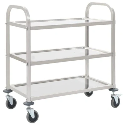 Image de vidaXL Chariot de cuisine à 3 niveaux 96,5x55x90 cm Acier inoxydable50914