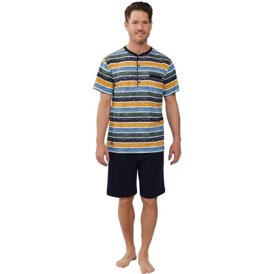 Afbeelding van Katoenen heren strepen shortama Blauw Maat M