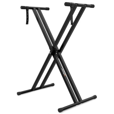 Image de Audibax Onyx 120 Support de clavier à double ciseaux Pour musical électronique Système réglage avec rotule Easy Lock Charge maximale 25 kg claviers 61, 76 et 88