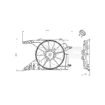 Afbeelding van TYC 828 0002 Radiator Ventilator voor voertuigen Met airco 380 320 ventilatorraamwerk DACIA: Logan I MCV