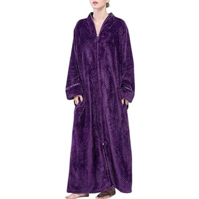 Afbeelding van DSNOW Badjas voor dames, fleece, warme kamerjas, de winter, Netgordijn