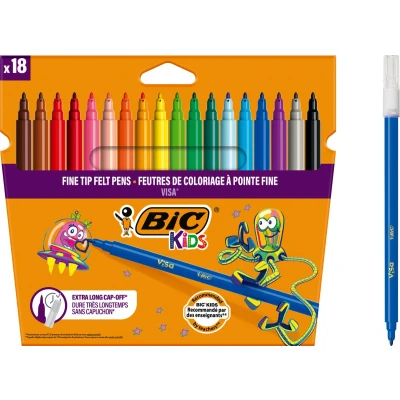 Afbeelding van BIC Kids Visa Kleurstiften Pak van 18 viltstiften Diverse Kleuren