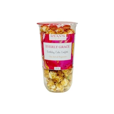 Afbeelding van Everly Grace Popcorn, 60 g Ryan&#039;s Specialties verjaardagstaart confetti in praktische popcornbeker, gemaakt Duitsland