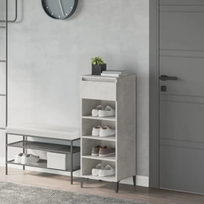 Afbeelding van Schoenenkast 40x36x105 cm bewerkt hout betongrijs