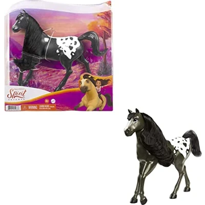 Afbeelding van Spirit Semental zwart Mustang speelgoed met paardenhaar en gewrichtskop (Mattel GXD98)