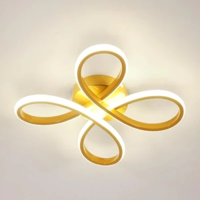 Afbeelding van Comely Led plafondlamp, 30 W, 3375 lm, modern, creatief, bloemenvorm, plafondlamp voor slaapkamer, woonkamer, keuken, neutraal licht, 4500 K, diameter cm, goud