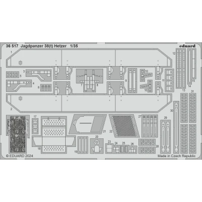 Afbeelding van 1:35 Eduard 36517 Photo etch Accessoires voor Jagdpanzer 38(t) Takom