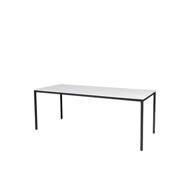 Afbeelding van Domino Basic bureautafel, vaste hoogte met 200x80cm licht grijs 25mm blad en zwart (RAL9005) 4 poot frame