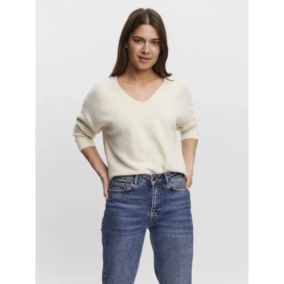 Afbeelding van Vero Moda Vmdoffy LS Vneck GA BOO Trui, Dames, Maat: Small, Birch melange