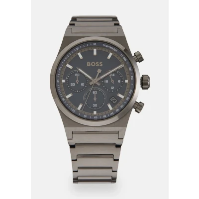 Afbeelding van BOSS CANDOR CHRONO Collection chronograaf kwartshorloge voor heren, verkrijgbaar met roestvrijstalen of leren armband, Blauw, Eénheidsmaat, Armband