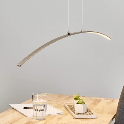 Afbeelding van Lindby Hanglampen 1licht metaal, kunststof gesatineerd nikkel, zilvergrijs, wit Inclusief lichtbron