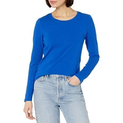 Image de Amazon Essentials T Shirt Col Rond à Manches Longues Coupe Classique (Grandes Tailles Disponibles) Women&#039;s, Bleu Vif, L