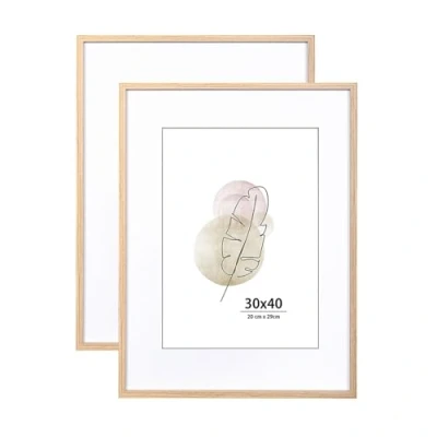 Afbeelding van Set van 2 fotolijsten eikenhout voor wandbevestiging, 30 x 40 cm