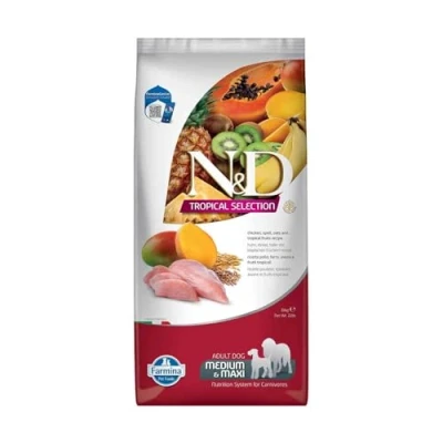 Afbeelding van Farmina Kip, Spelt, Haver &amp; Tropisch Fruit Adult Medium Maxi 10kg