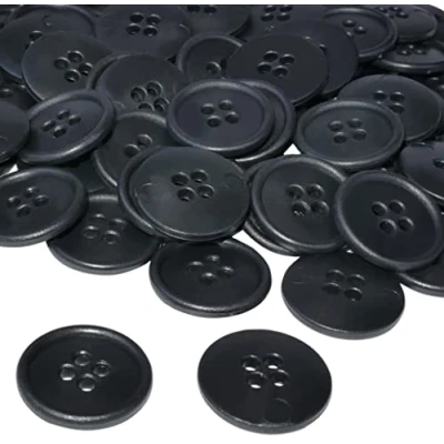 Afbeelding van AERZETIX C56526 set van 100 ronde naai knopen Ø 20 x 3 mm met 4 gaten kleur zwart 32L L32 kunststof opening fournituren naaien kleding mode breien decoratie
