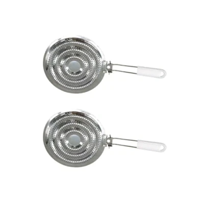 Afbeelding van Fackelmann 2 stuks 9928650 warmteverspreider voor gasfornuis, accessoires diffusers, wit, roestvrij staal, 20,5 cm