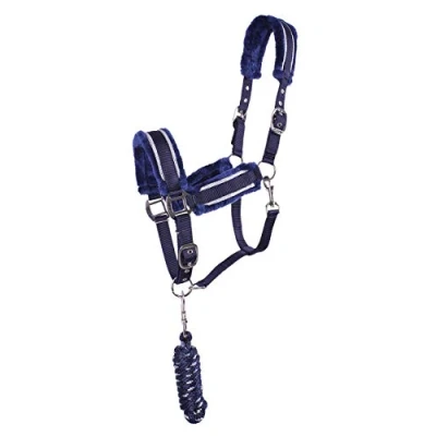 Afbeelding van Qhp Halsterset Dolci Donkerblauw zilver middel