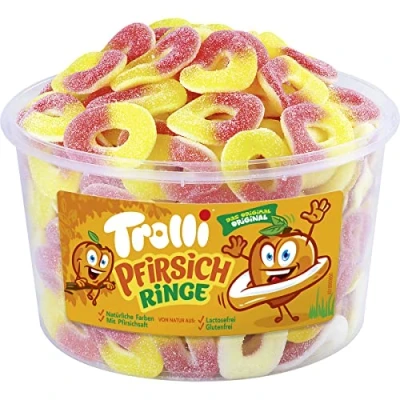 Afbeelding van Trolli 150 stuks zure visringen van schuimrubber, 1200 g