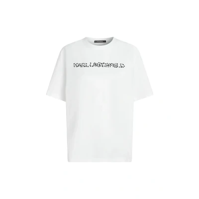 Afbeelding van KARL Lagerfeld SNOW LEO LOGO Oversized Tshirt print, Dames, Maat: Large, White
