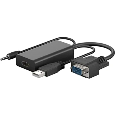 Image de Câble adaptateur goobay vga/hdmi™ connecteur vga (15 broches) + jack 3,5 mm (3 broches, stéréo) &gt; usb 2. 0 (type a)