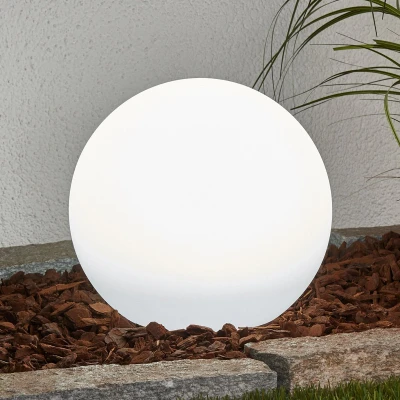 Afbeelding van Lindby LED lamp op zonne energie Lago, Ø 25 cm, bol, grondpin, wit