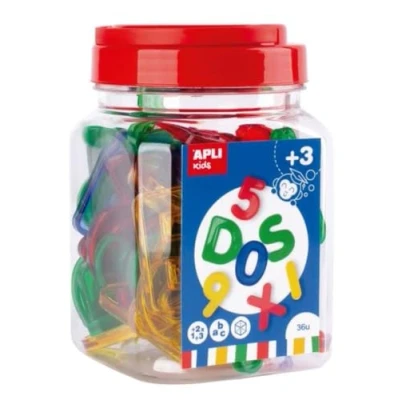 Afbeelding van Apli kids 17493 Pot met 36 transparante letters en cijfers