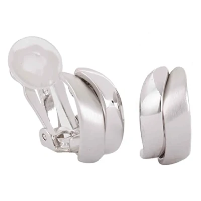 Afbeelding van Traveller Clip Oorbellen Oorclips Dames Zilverkleurig Mat &amp; Glanzend 18 x 9 mm 155101