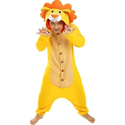 Afbeelding van FUNIDELIA leeuw Kostuum Onesie voor kinderen Maat: 107 113 cm